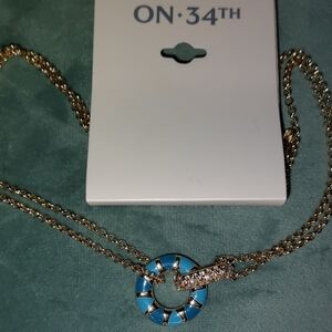 Gold and Blue Pendant Necklace - ON 34th